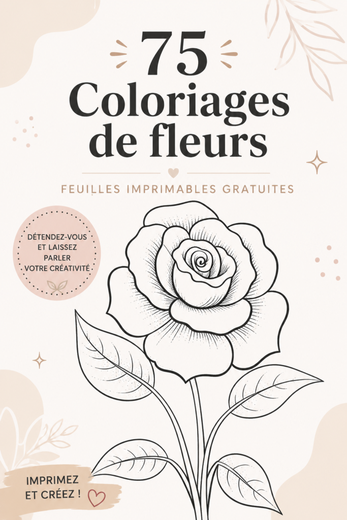 Un exemple de page de coloriage floral à imprimer gratuitement, pleine de détails.