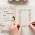 Un scrapbook ouvert avec des éléments créatifs et une ambiance relaxante d'ASMR