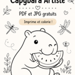 Page à colorier représentant un capybara à imprimer.