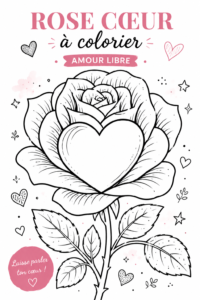 Page à colorier représentant un cœur rose, idéale pour la détente.