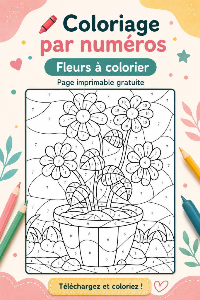 Page à imprimer de fleurs à colorier par numéro
