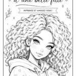Illustration à colorier d'une jolie fille, permettant de se détendre et de s'exprimer créativement.