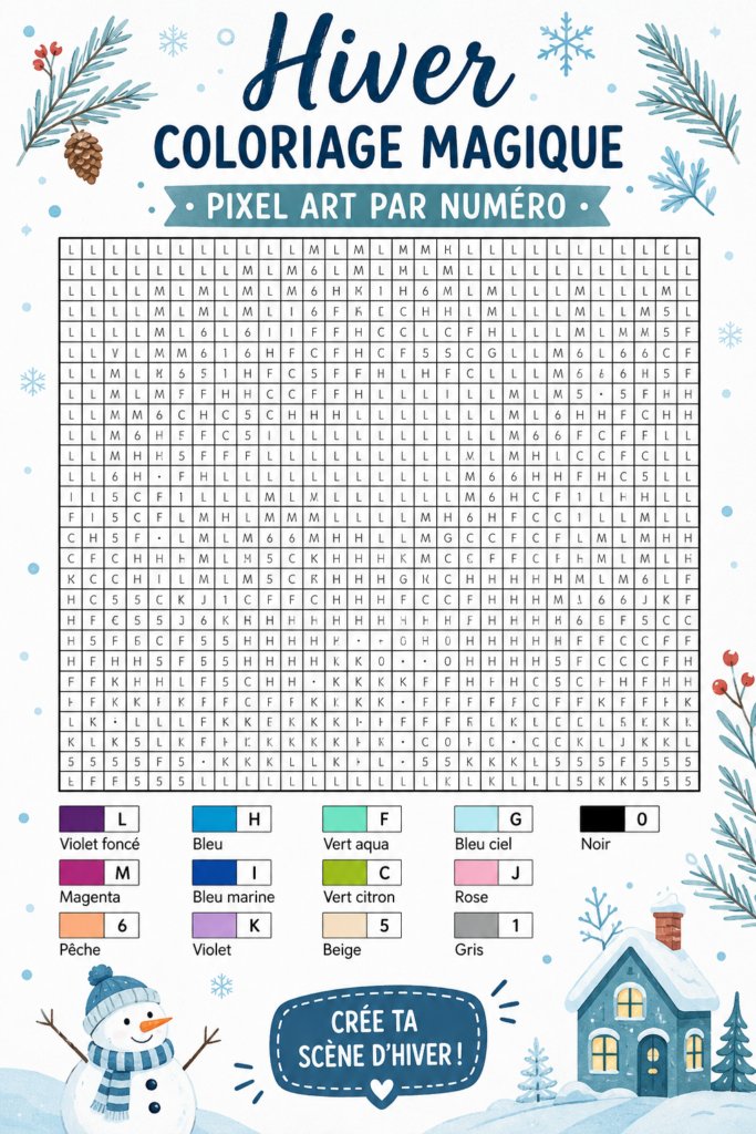 Modèles de coloriage numériques sur le thème de l'hiver avec des designs amusants