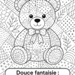 Page de coloriage d'un ours doux, idéale pour la détente.