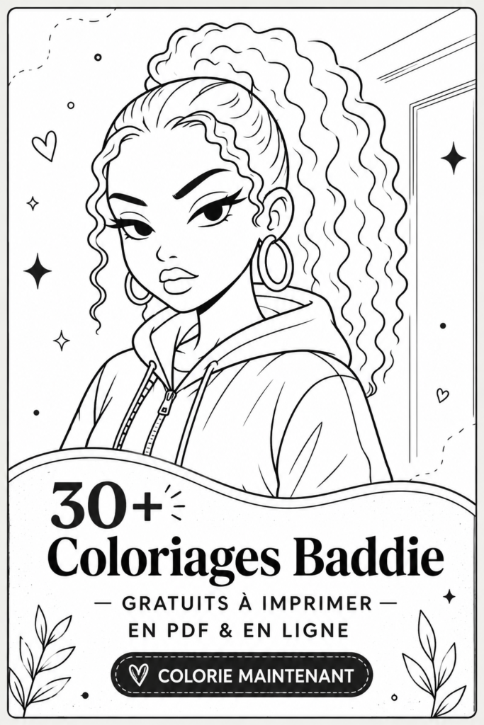 Un aperçu de pages de coloriage baddie à imprimer gratuitement