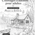 Une page de coloriage d'automne colorée avec des motifs de feuilles et de citrouilles.
