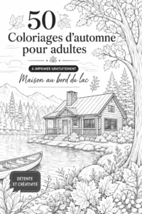 Une page de coloriage d'automne colorée avec des motifs de feuilles et de citrouilles.