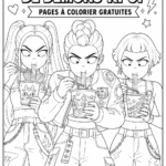 Pages de coloriage K-Pop avec des illustrations de chasseurs de démons.