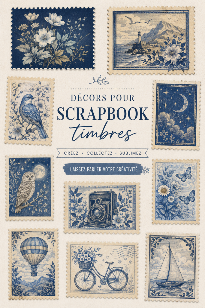 Un scrapbook décoré avec des tampons colorés et créatifs