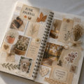 Couverture colorée d'un junk journal fait main avec des motifs créatifs