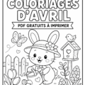 Coloriages d'Avril à imprimer, avec des dessins floraux et printaniers.