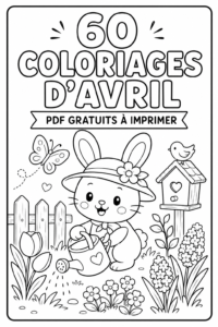 Coloriages d'Avril à imprimer, avec des dessins floraux et printaniers.