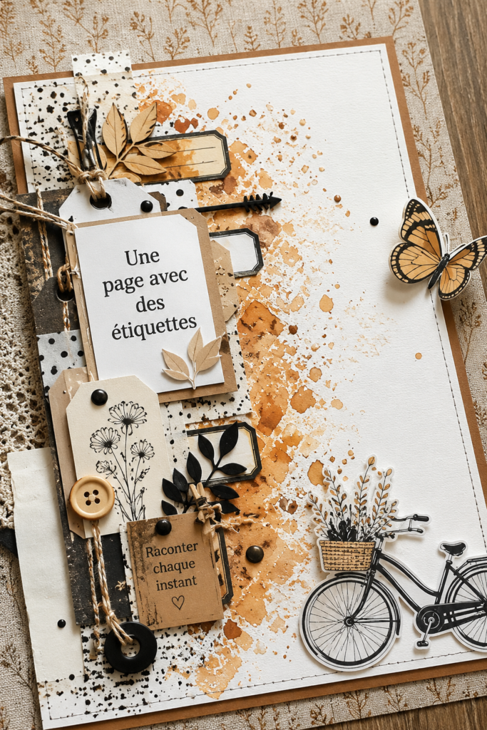 Une variété d'étiquettes personnalisées faites pour le scrapbooking.