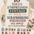Un scrapbook vintage ouvert, exposant des impressions et des décorations colorées.
