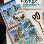 Un scrapbook coloré rempli de souvenirs de vacances