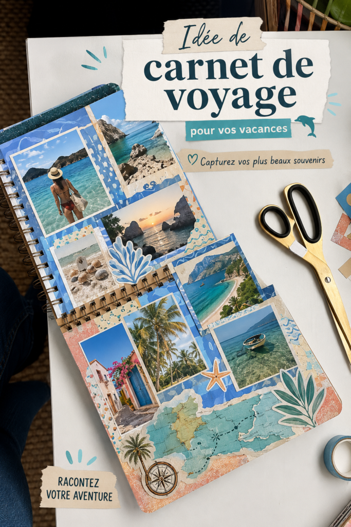 Un scrapbook coloré rempli de souvenirs de vacances