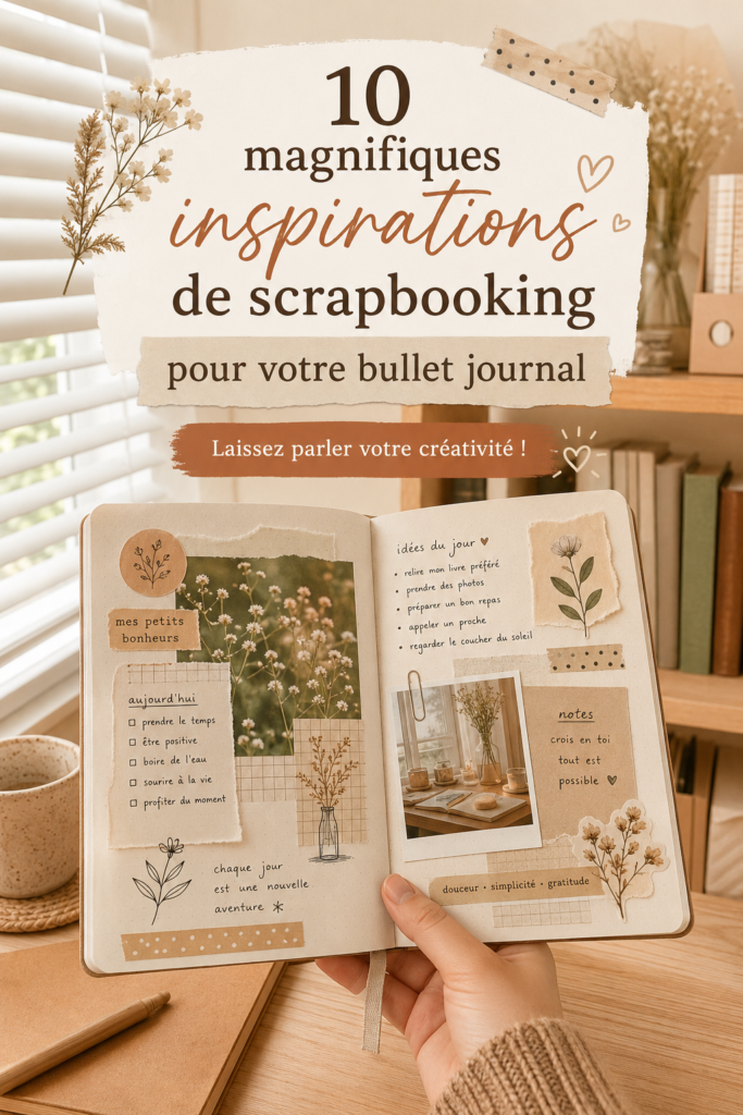 Exemple inspirant d'une page de bullet journal avec scrapbooking coloré et créatif.