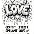 Lettre graffiti représentant le mot LOVE en couleurs vives