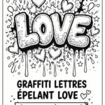 Lettre graffiti représentant le mot LOVE en couleurs vives