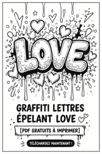 Lettre graffiti représentant le mot LOVE en couleurs vives