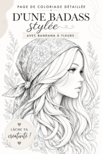 Page à colorier d'un baddie stylé avec bandana fleuri