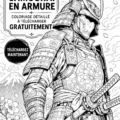 Page à colorier détaillée représentant un samouraï, idéale pour la créativité.