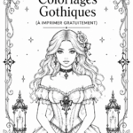 Page à colorier gothique avec motifs sombres et détaillés.