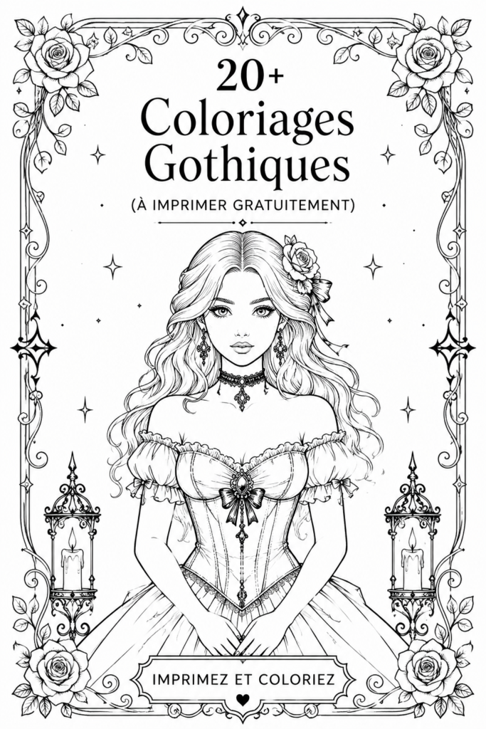 Page à colorier gothique avec motifs sombres et détaillés.
