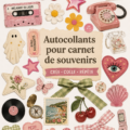 Un collage de stickers colorés sur un journal créatif