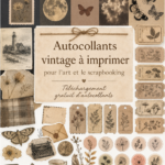 Des stickers vintage colorés en différentes formes prêts à être téléchargés pour des créations DIY.