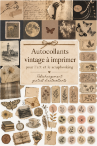 Des stickers vintage colorés en différentes formes prêts à être téléchargés pour des créations DIY.