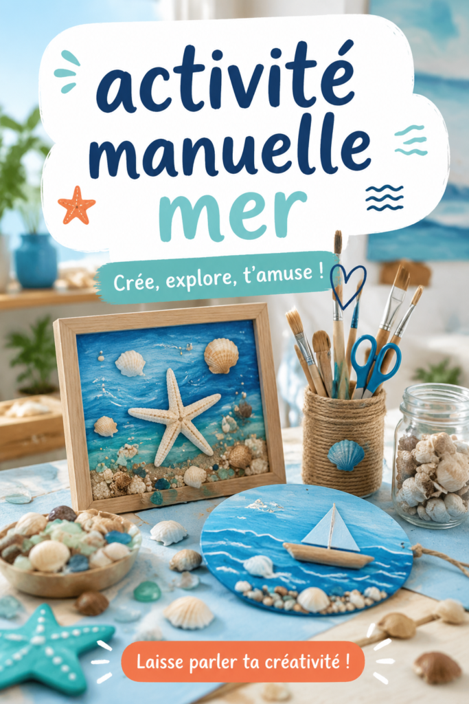 Atelier d'activités manuelles autour du thème de la mer avec des enfants