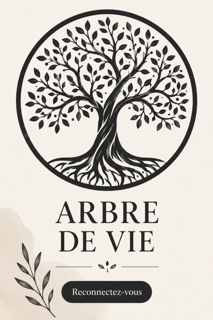 Illustration d'un arbre de vie coloré représentant symboliquement la vie et la croissance.