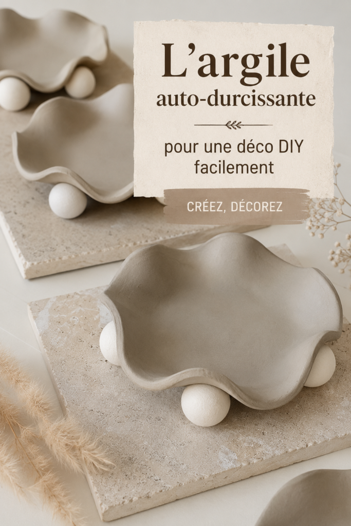 Un projet DIY de décoration utilisant de l'argile auto-durcissante pour des objets créatifs.