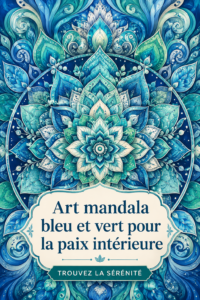 Mandalas en bleu et vert représentant la paix intérieure dans un espace décoratif.