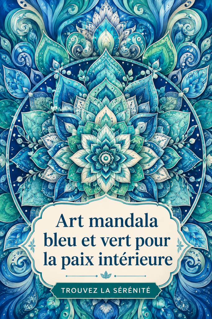 Mandalas en bleu et vert représentant la paix intérieure dans un espace décoratif.