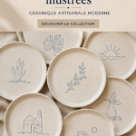 Collection d'assiettes à dessert illustrées en céramique artisanale moderne