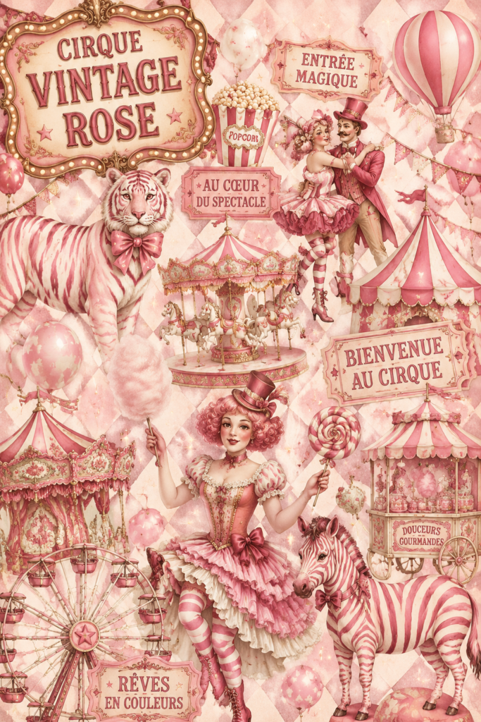 Décoration inspirée du cirque vintage rose dans un salon cosy