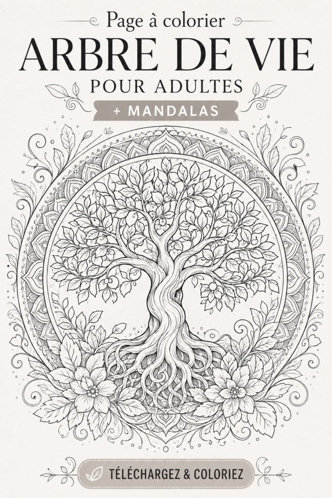 Un coloriage arbre de vie avec de jolis motifs à colorier.