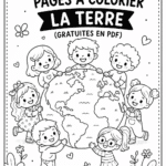 Ensemble de coloriages de la Terre à imprimer pour les enfants.