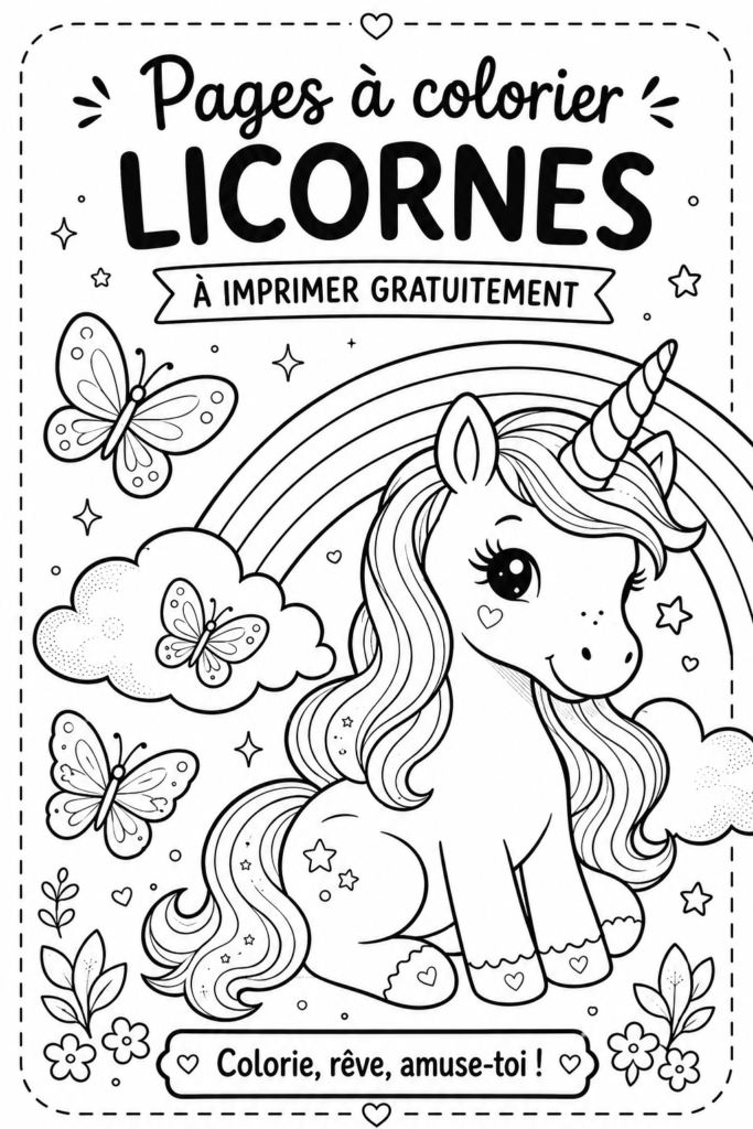 Ensemble de coloriages de licornes à imprimer gratuitement