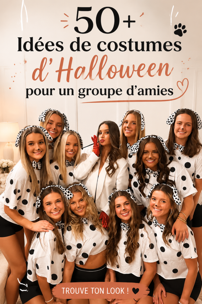 Groupe d'amis déguisés en costumes créatifs pour Halloween