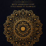 Fond mandala luxueux avec un motif doré, pour une décoration intérieure raffinée.