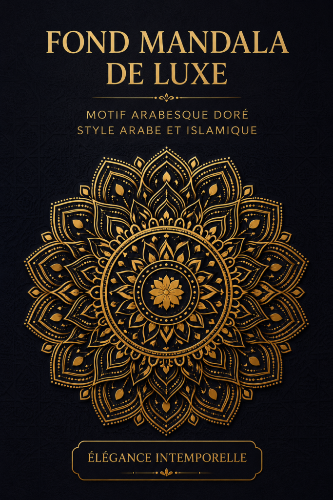 Fond mandala luxueux avec un motif doré, pour une décoration intérieure raffinée.