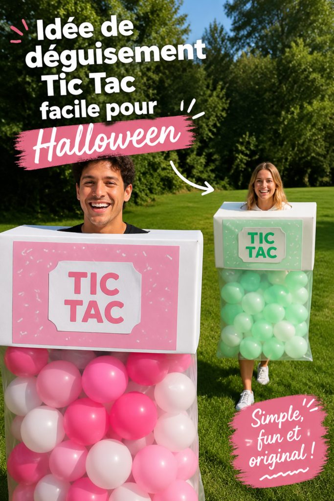 Costume d'Halloween inspiré du Tic Tac, coloré et ludique