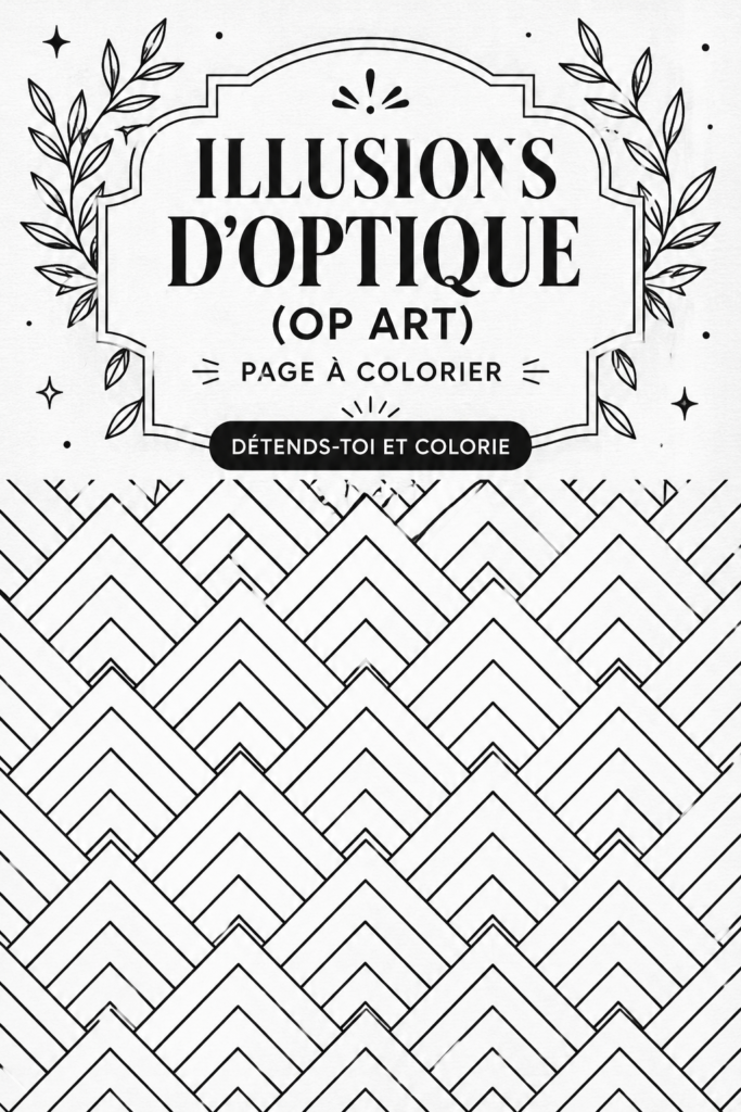 Femme coloriant une page d'illusion d'optique apaisante