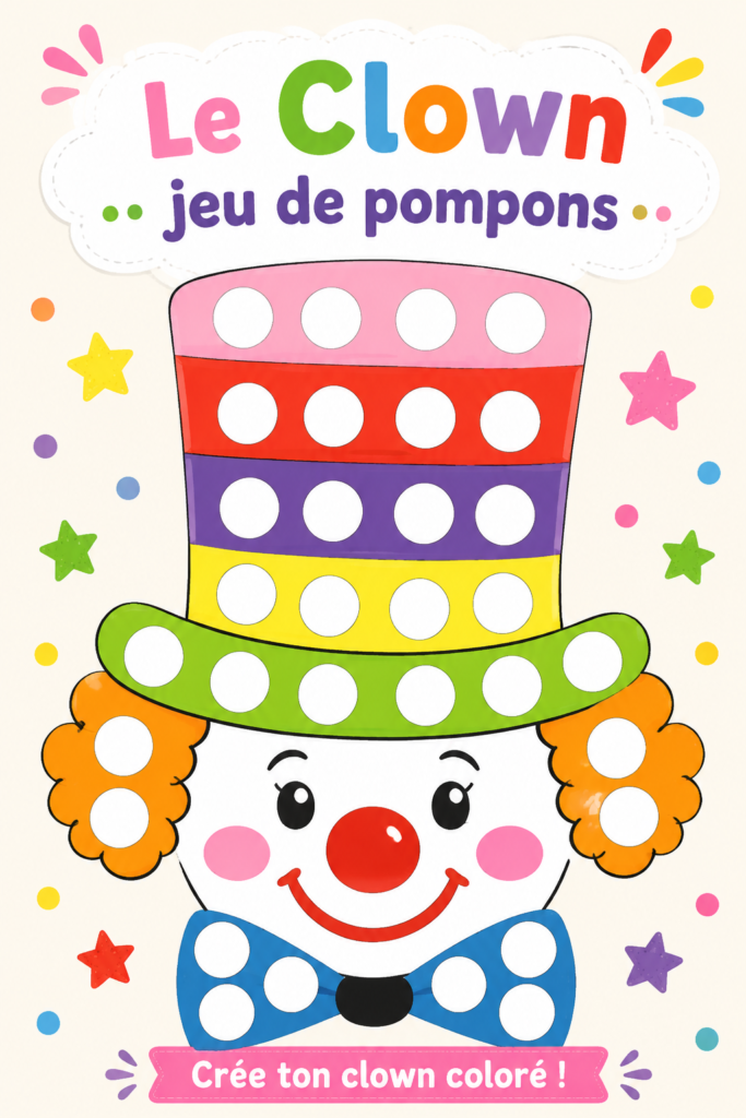 Un enfant joyeux jouant avec des pompons colorés inspirés des clowns