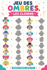 Jeu des ombres avec des clowns, une activité ludique et familiale.