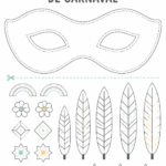 Un kit coloré pour faire un masque de carnaval, composé de divers matériaux créatifs.