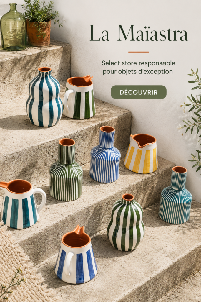 Vitrine de La Maïastra, un magasin responsable proposant des objets d'exception.